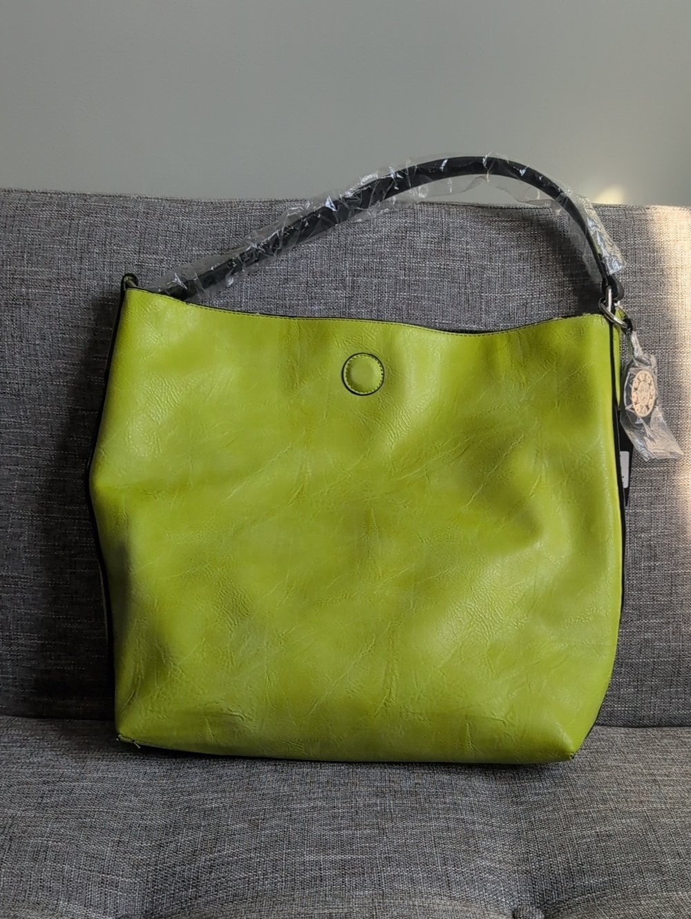 Women’s Reversible Lime And Black Green Shoulder Bag